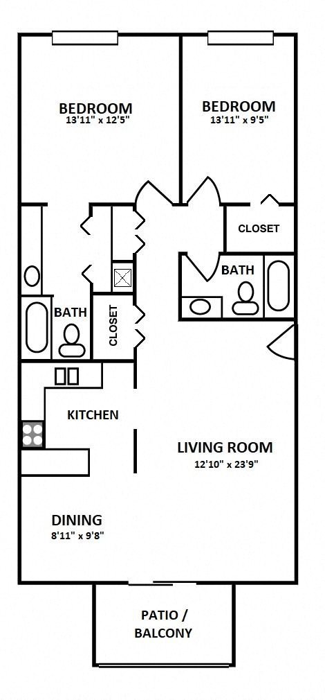 2 Bed - 2 Bath | 1104 sq. ft.